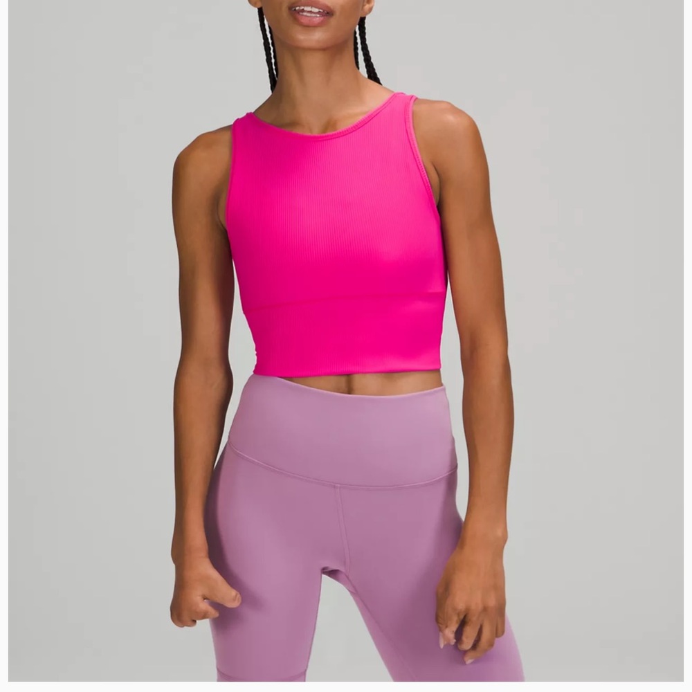 SONIC PINK LuluLemon power pivot tank *ribbed